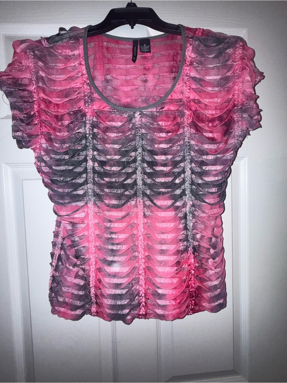New Directions Pink & Grey Blouse – Size XL | Soft Lightweight Casual Top